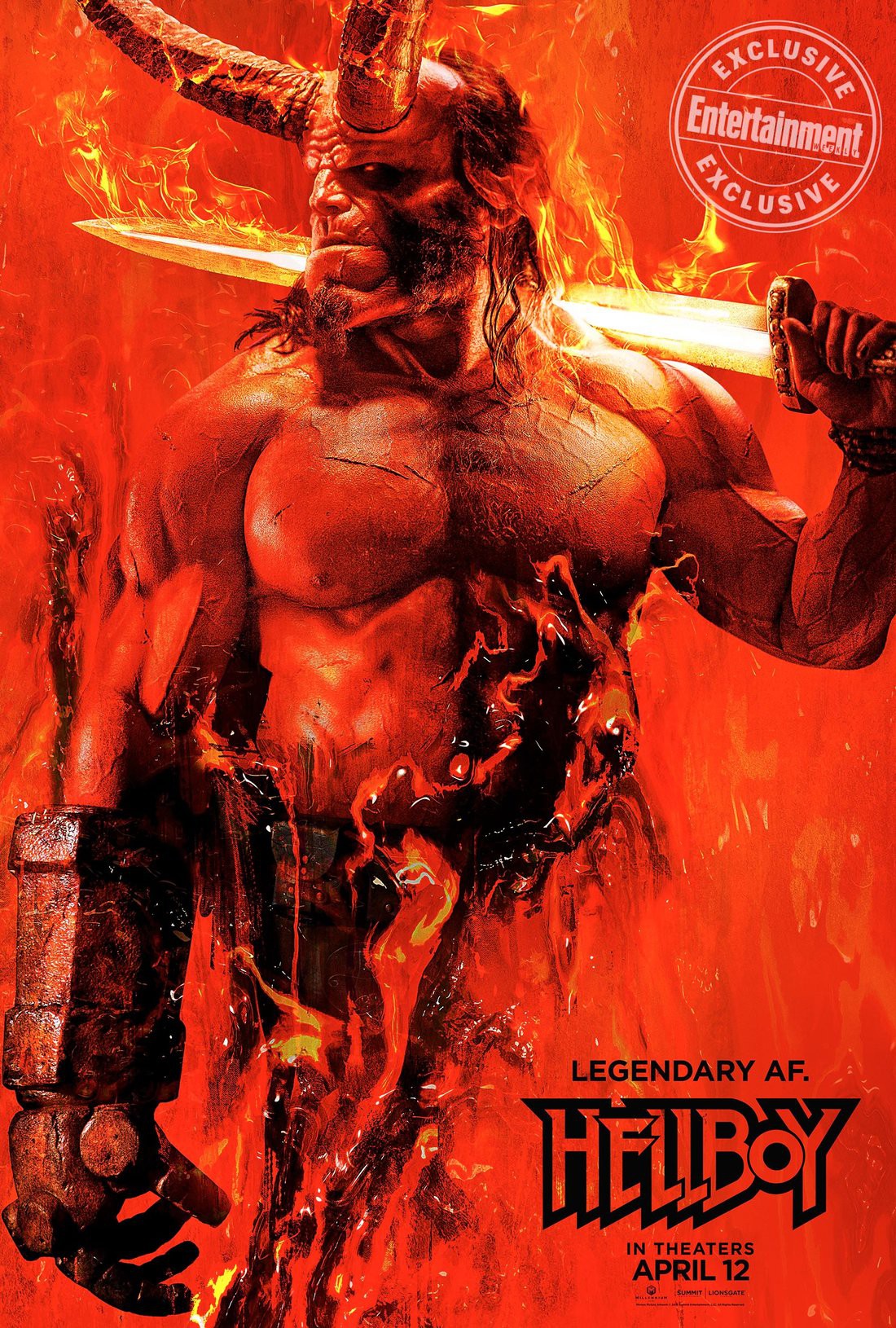 David Harbour xuất hiện đình đám trong poster phim Hellboy